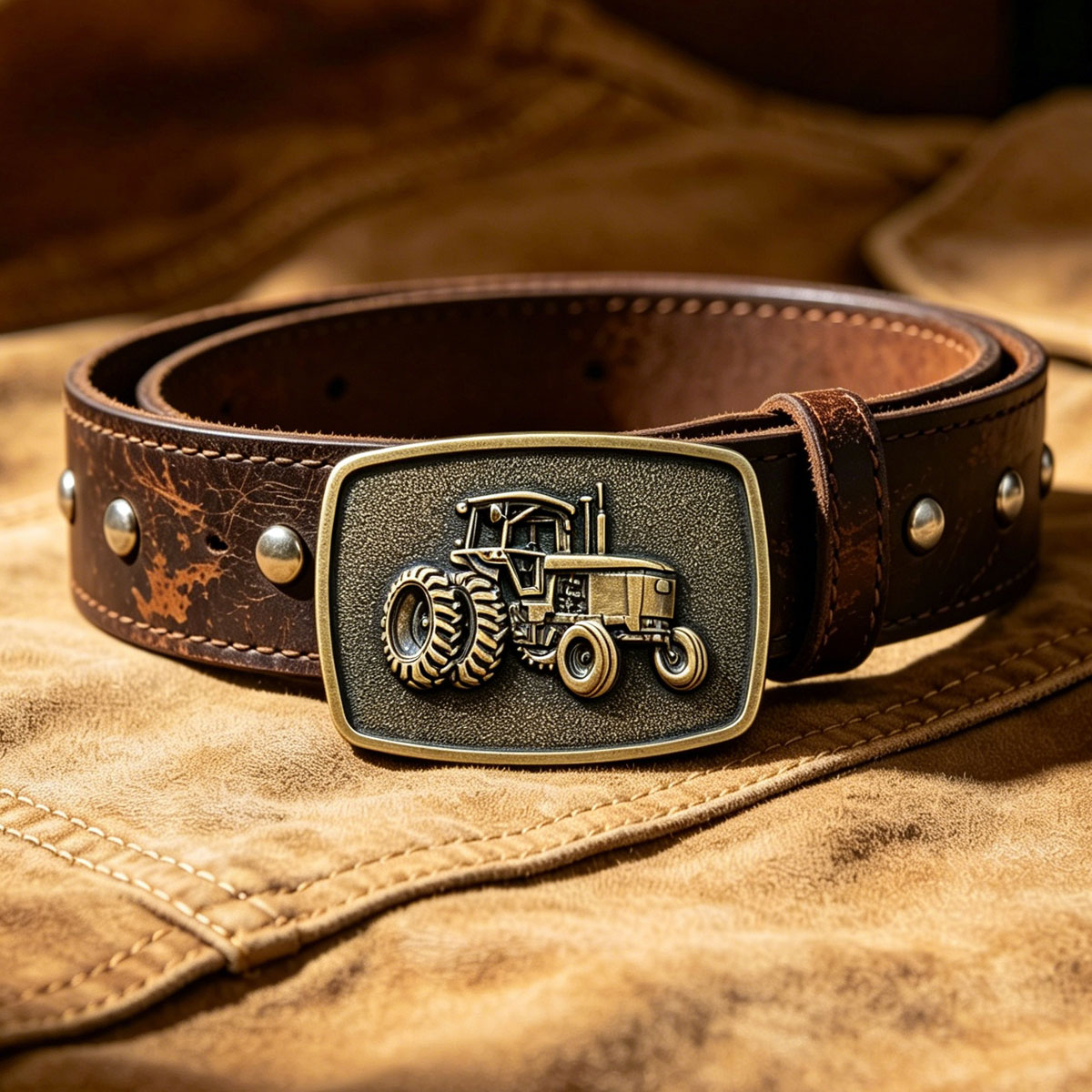 Men'S Accessories Trending - Vintage Western Cowboy Tractor Pattern Metal