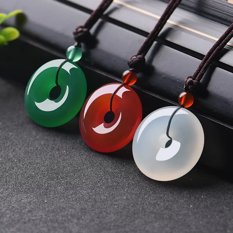 Men Accessories Usa - Natural Multicolor Jade Doughnut Pendant Agate