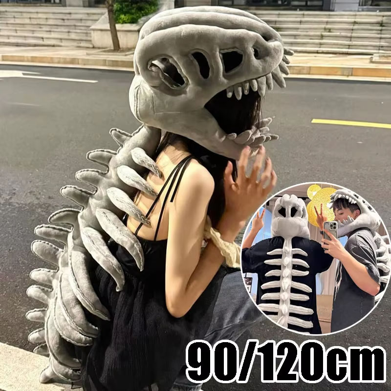 Men Accessories Style - Dinosaur Skeleton Plush Hoodie with Mask