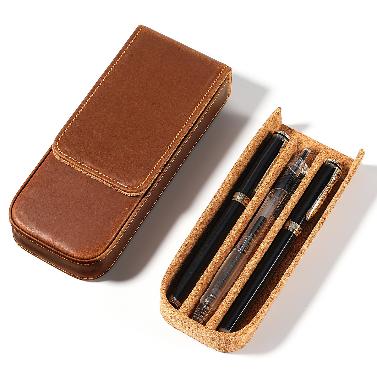 3 Slot Geniue Cowhide Pen Penc - Men Accessories Drawer recension och pris
