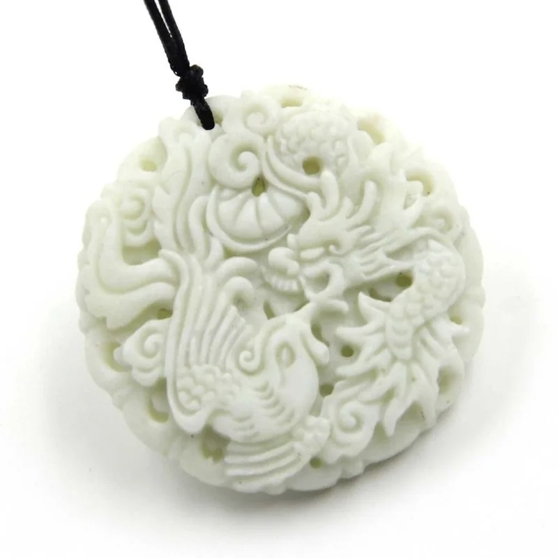 Natural White jade Dragon Phoe - Men Accessories Usa recension och pris