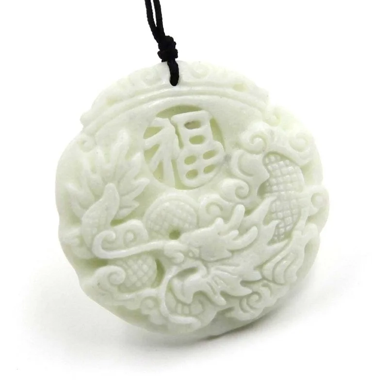 Natural White jade Dragon Phoe - Men Accessories Usa recension och pris