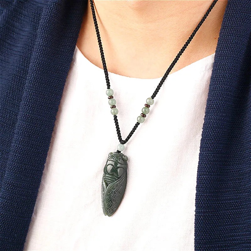 Natural Hetian Jade Cicada Pen - Men Accessories Usa recension och pris